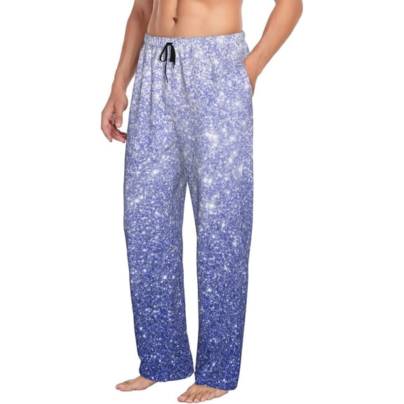 Mens Pajama Pants Bottoms with Pockets - Glittering Blue Purple Comfy Mens Pj Pants, Soft Men Lounge Pants