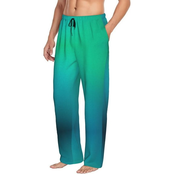 Mens Pajama Pants Bottoms with Pockets - Green Turquoise Teal Comfy Mens Pj Pants, Soft Men Lounge Pants