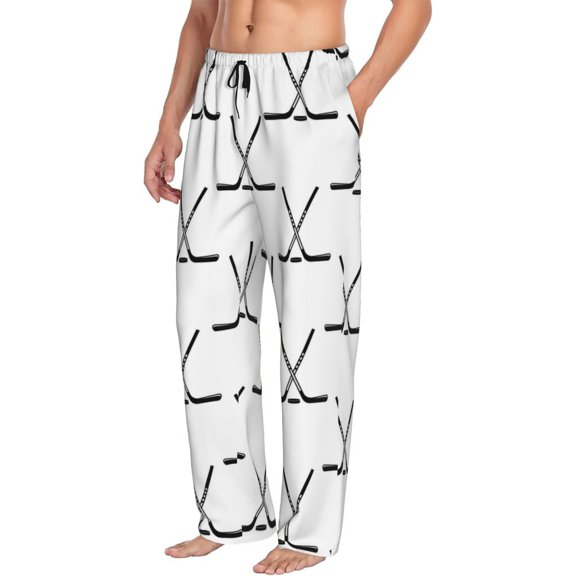 Mens Pajama Pants Bottoms with Pockets - Hockey Stick Sport Comfy Mens Pj Pants, Soft Men Lounge Pants