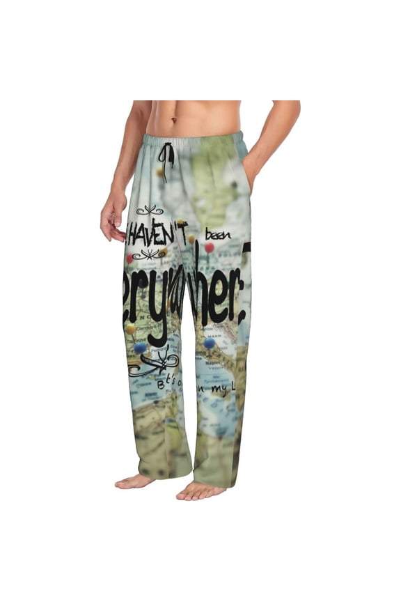Mens Pajama Pants Bottoms with Pockets - I Haven't Been Everywhere Comfy Mens Pj Pants, Soft Men Lounge Pants