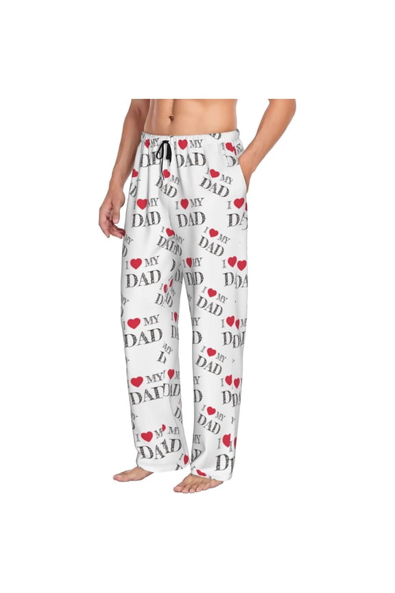 Mens Pajama Pants Bottoms with Pockets - I Love My Dad Comfy Mens Pj Pants, Soft Men Lounge Pants