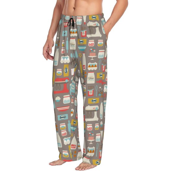 Mens Pajama Pants Bottoms with Pockets - Kitchen Food Comfy Mens Pj Pants, Soft Men Lounge Pants