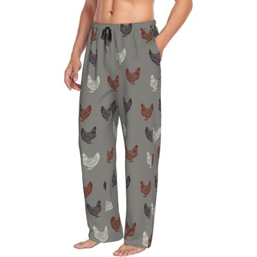 Mens Pajama Pants Bottoms with Pockets - Minimalist Multi-Color Chicken Comfy Mens Pj Pants, Soft Men Lounge Pants