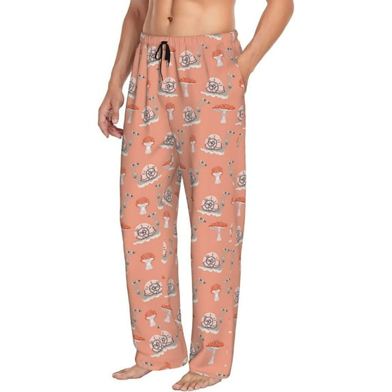 Mens Pajama Pants Bottoms with Pockets - Mushroom Snails Comfy Mens Pj Pants, Soft Men Lounge Pants