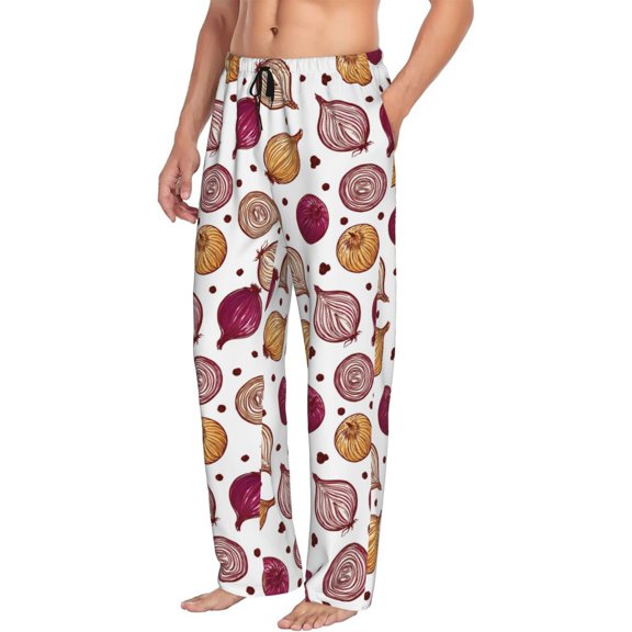 Mens Pajama Pants Bottoms with Pockets - Onion Pattern Abstract Comfy Mens Pj Pants, Soft Men Lounge Pants