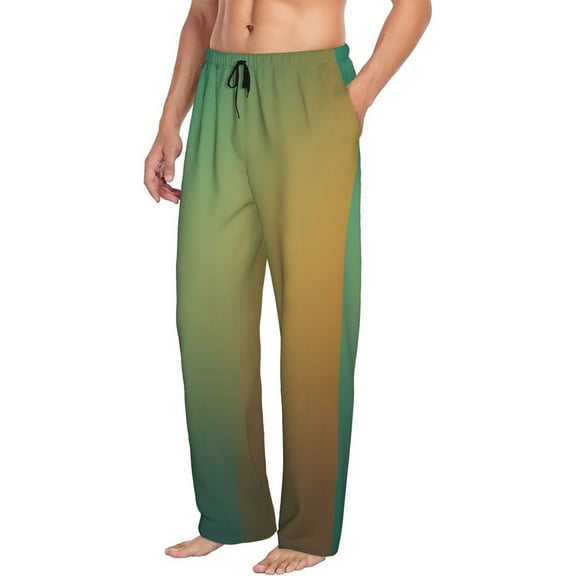 Mens Pajama Pants Bottoms with Pockets - Orange To Teal Gradient Comfy Mens Pj Pants, Soft Men Lounge Pants