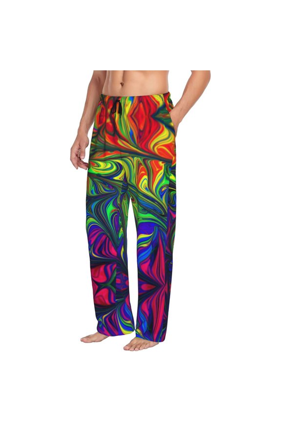Mens Pajama Pants Bottoms with Pockets - Pride Rainbow Comfy Mens Pj Pants, Soft Men Lounge Pants