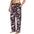 thumbnail image 1 of Mens Pajama Pants Bottoms with Pockets - Skull Rose Flowers Comfy Mens Pj Pants, Soft Men Lounge Pants, 1 of 5