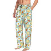 Mens Pajama Pants Bottoms with Pockets - Toast Poached Eggs Bacon Comfy Mens Pj Pants, Soft Men Lounge Pants