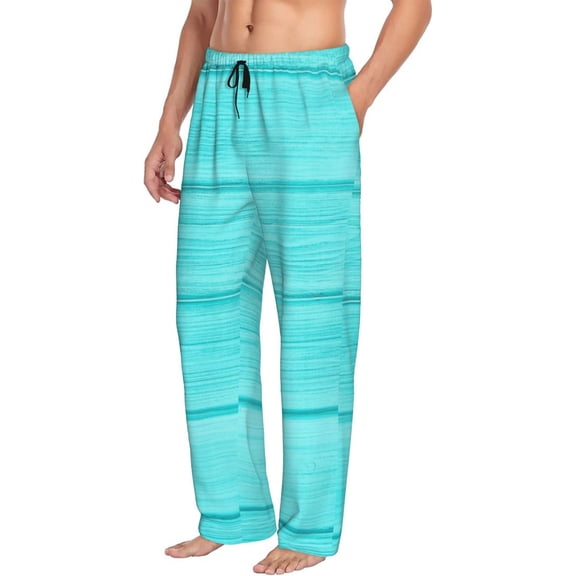 Mens Pajama Pants Bottoms with Pockets - Turquoise Wooden Comfy Mens Pj Pants, Soft Men Lounge Pants