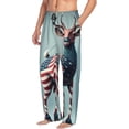 thumbnail image 1 of Mens Pajama Pants Bottoms with Pockets - USA Flag-Wrapped Deer Comfy Mens Pj Pants, Soft Men Lounge Pants, 1 of 5
