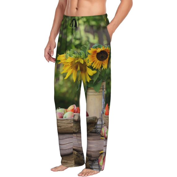Mens Pajama Pants Bottoms with Pockets - Vintage Wooden Bucket Comfy Mens Pj Pants, Soft Men Lounge Pants