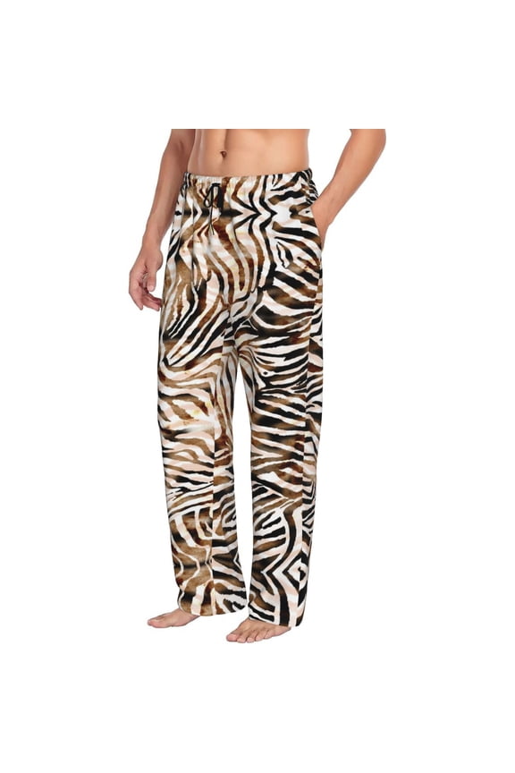 Mens Pajama Pants Bottoms with Pockets - Watercolor Zebra Comfy Mens Pj Pants, Soft Men Lounge Pants