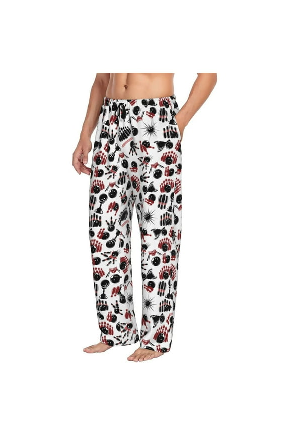 Mens Pajama Pants Bottoms with Pockets - bowling Comfy Mens Pj Pants, Soft Men Lounge Pants