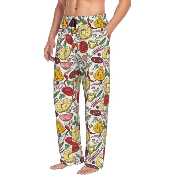 Mens Pajama Pants Bottoms with Pockets - funny food(1) Comfy Mens Pj Pants, Soft Men Lounge Pants