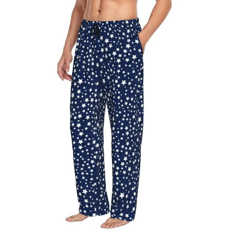 Mens Pajama Pants Bottoms with Pockets- shiny stars night sky