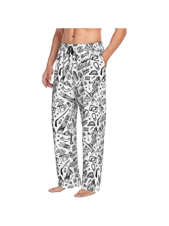 Mens Pajama Pants Bottoms with Pockets - winter Ski Element Comfy Mens Pj Pants, Soft Men Lounge Pants