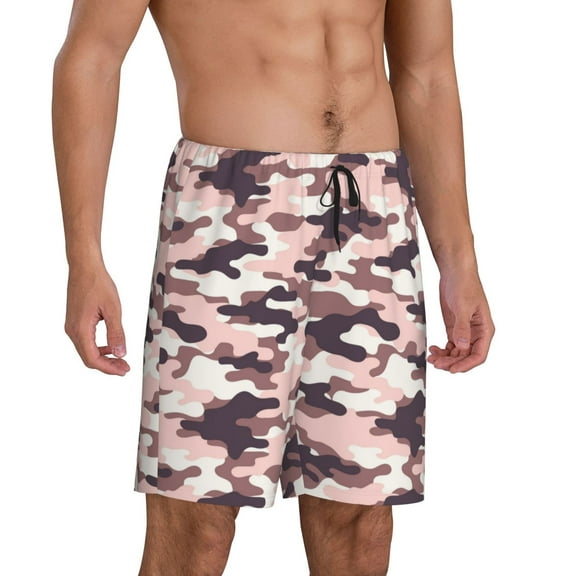 Mens Pajama Pants - Camouflage Pink Sleep Shorts Mens Pajama Shorts, Comfy Pj Pants for Mens Lounge Shorts