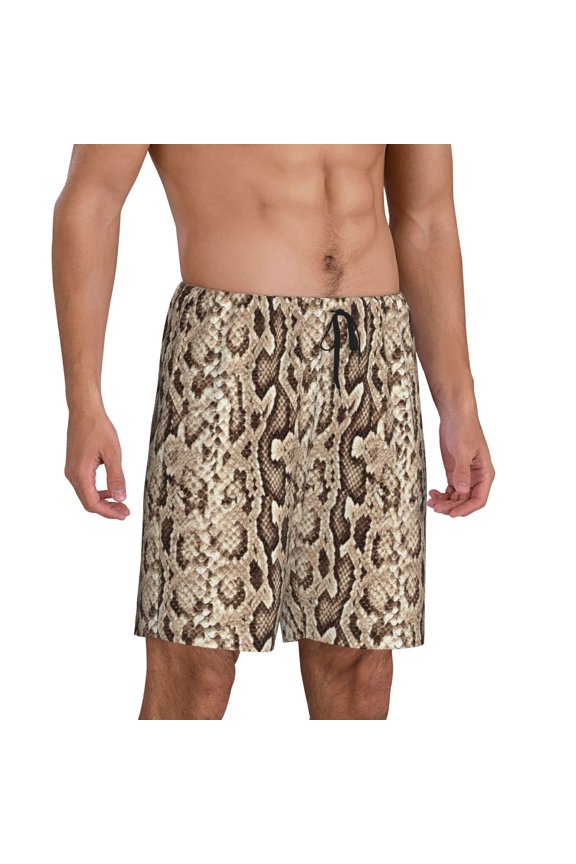 Mens Pajama Pants - Camouflage Print Snake Sleep Shorts Mens Pajama Shorts, Comfy Pj Pants for Mens Lounge Shorts