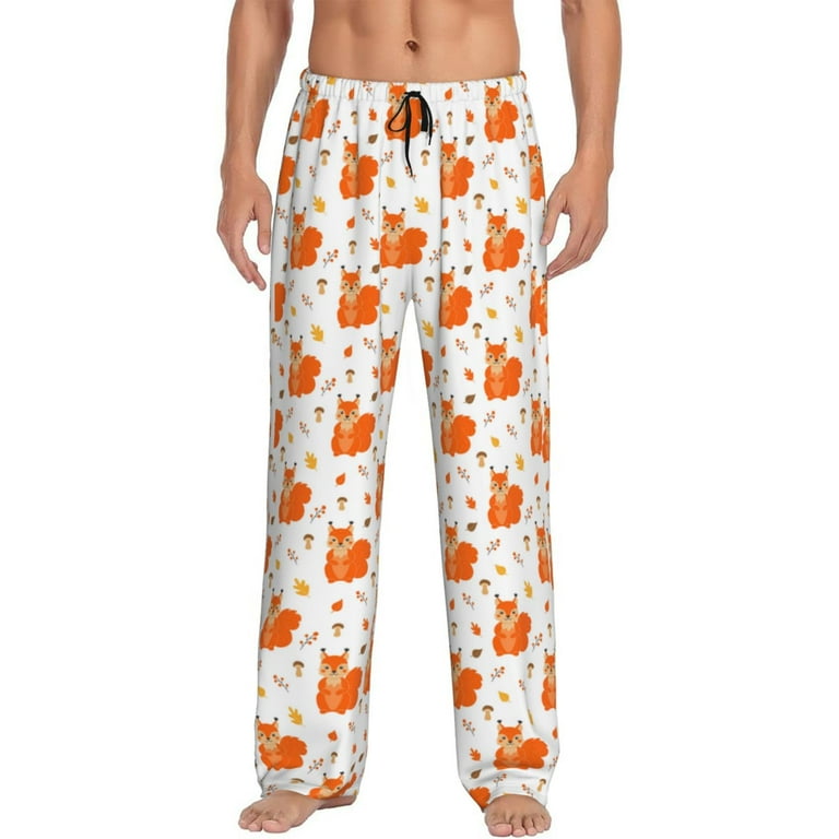 Mens Pajama Pants Cartoon Cute Squirrel Pine Cone C Lounge Pj Pants With Drawstring Men S Sleepwear Pajama Bottom