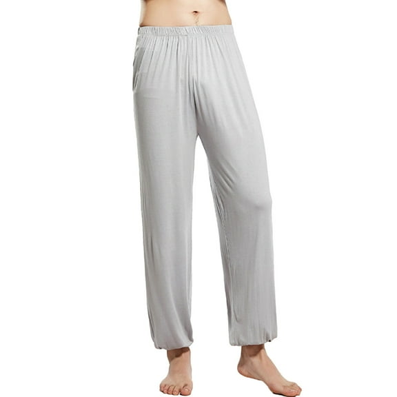 Mens Pajama Pants Casual Lightweight Elastic Waist Tapered Leg Trousers Solid Color Breathable Stretchy Loose Loungewear Homewear Pant Pajamas