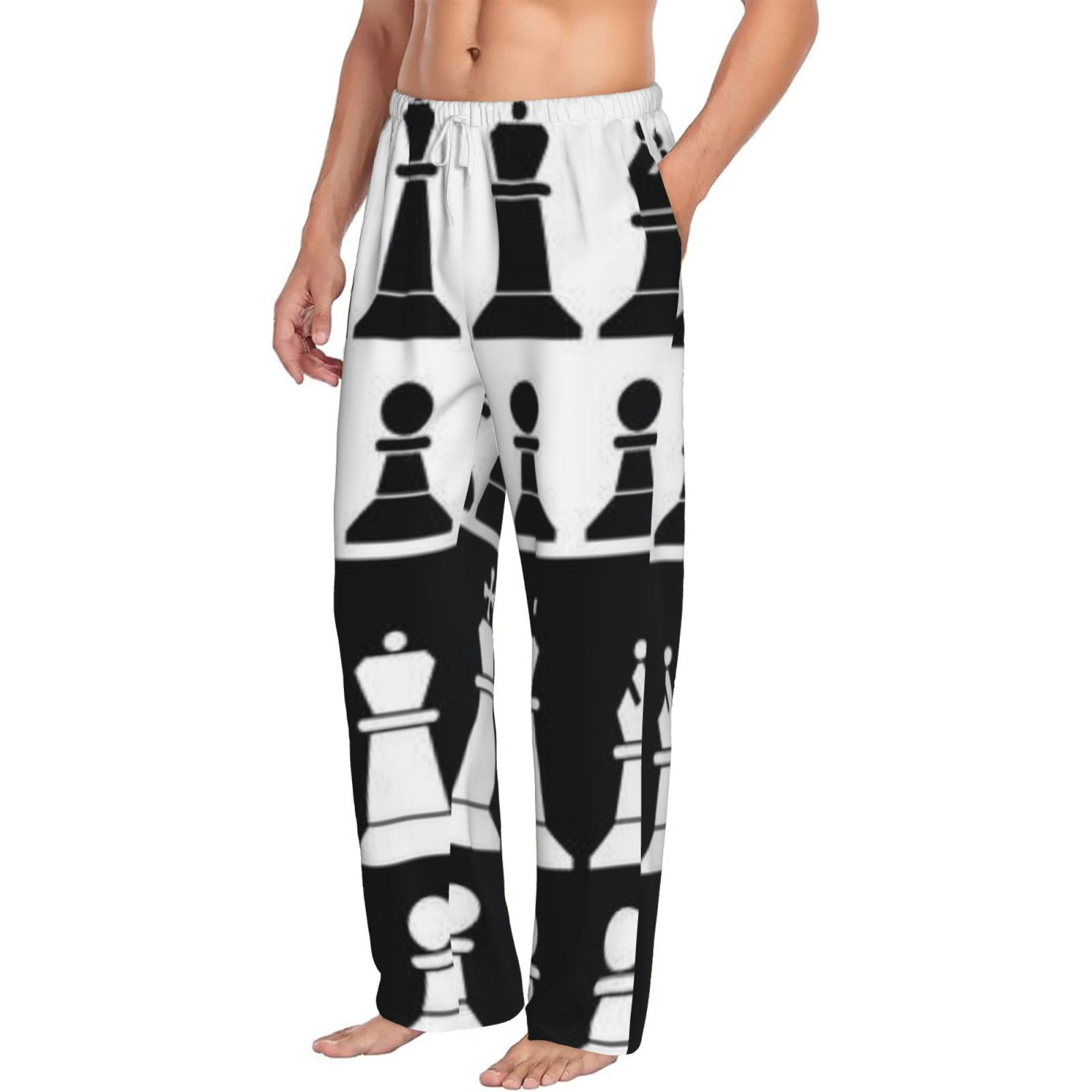 Mens Pajama Pants Chess Pieces Icons Sleep & Lounge Pants with Two ...