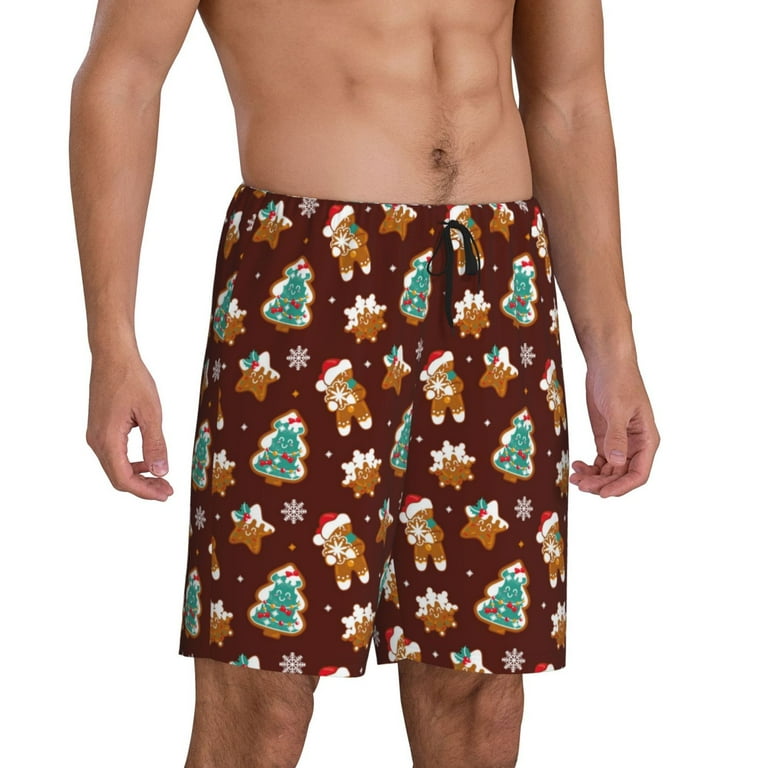 Mens Pajama Pants Christmas Gingerbread Comfy Sleep Shorts Mens - Main Image