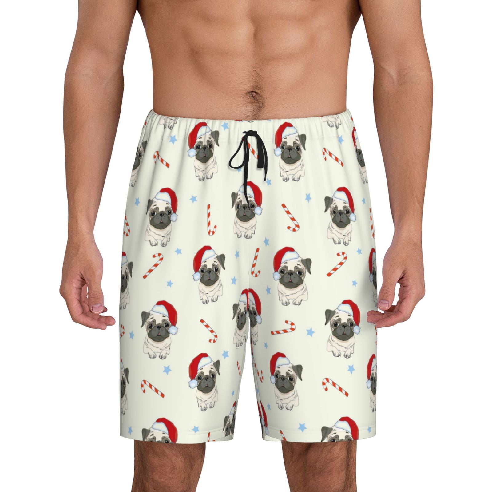 Mens Pajama Pants Christmas Pug Dog Soft Pj Pants Mens Lounge Pajama Bottoms Sleep Shorts with Pockets for Men Walmart