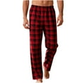 thumbnail image 1 of Mens Pajama Pants Classic Plaid Christmas PJ Bottoms Flannel Cotton Long Pants Straight Fit Lounge Trouser, 3XL Red #A, 1 of 5