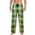 thumbnail image 1 of Mens Pajama Pants Classic Plaid Christmas PJ Bottoms Flannel Cotton Long Pants Straight Fit Lounge Trouser, S Green #E, 1 of 7