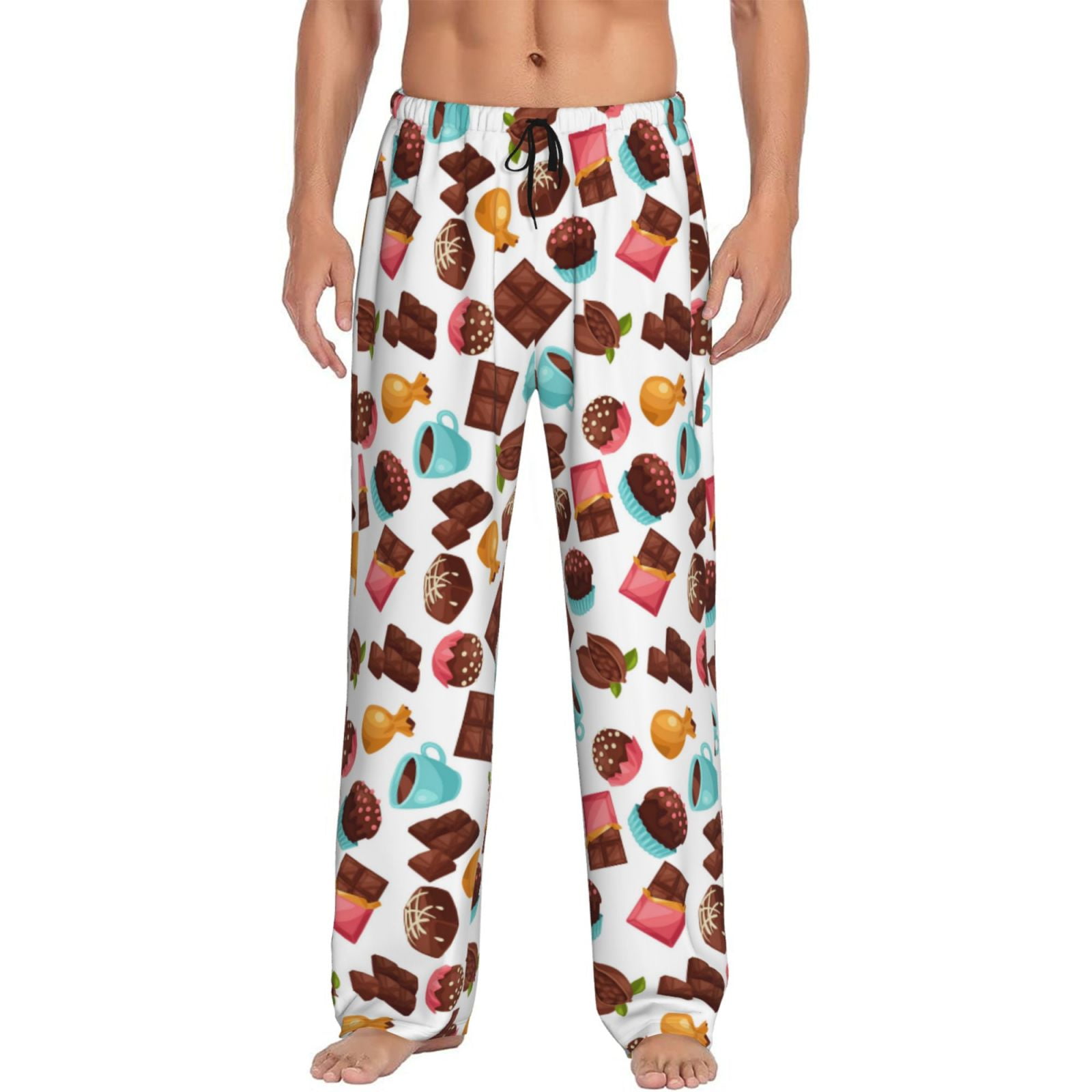 Mens Pajama Pants, Coffee Chocolate Print Lounge Pj Pants With ...