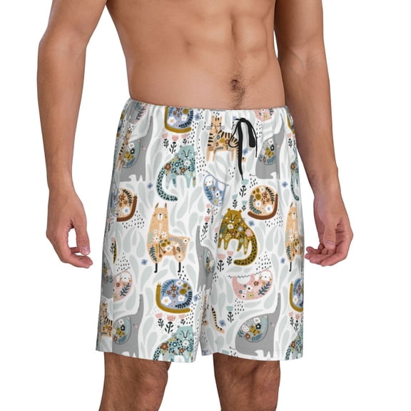 Mens Pajama Pants - Cute Colorful Animal Sleep Shorts Mens Pajama Shorts, Comfy Pj Pants for Mens Lounge Shorts