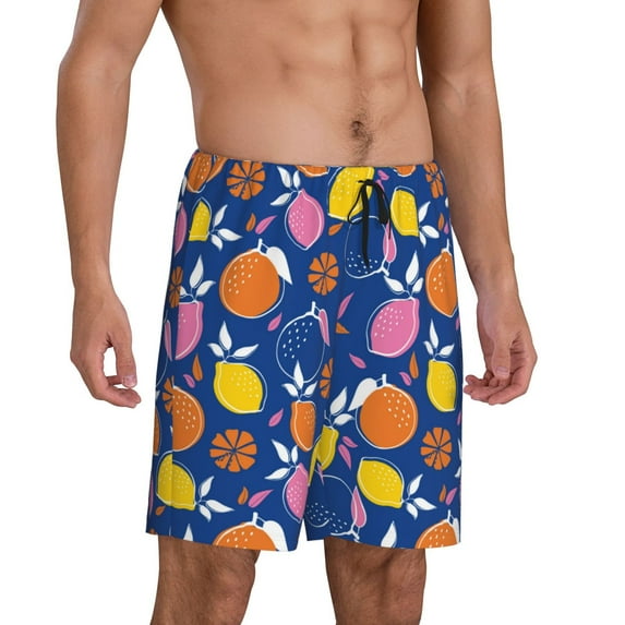 Mens Pajama Pants Cute Colorful Lemon Comfy Sleep Shorts Mens Pajama