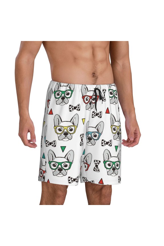 Mens Pajama Pants - Cute French Bulldog G Sleep Shorts Mens Pajama Shorts, Comfy Pj Pants for Mens Lounge Shorts