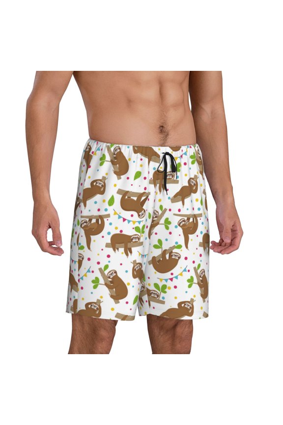 Mens Pajama Pants - Cute Sloth Az Sleep Shorts Mens Pajama Shorts, Comfy Pj Pants for Mens Lounge Shorts