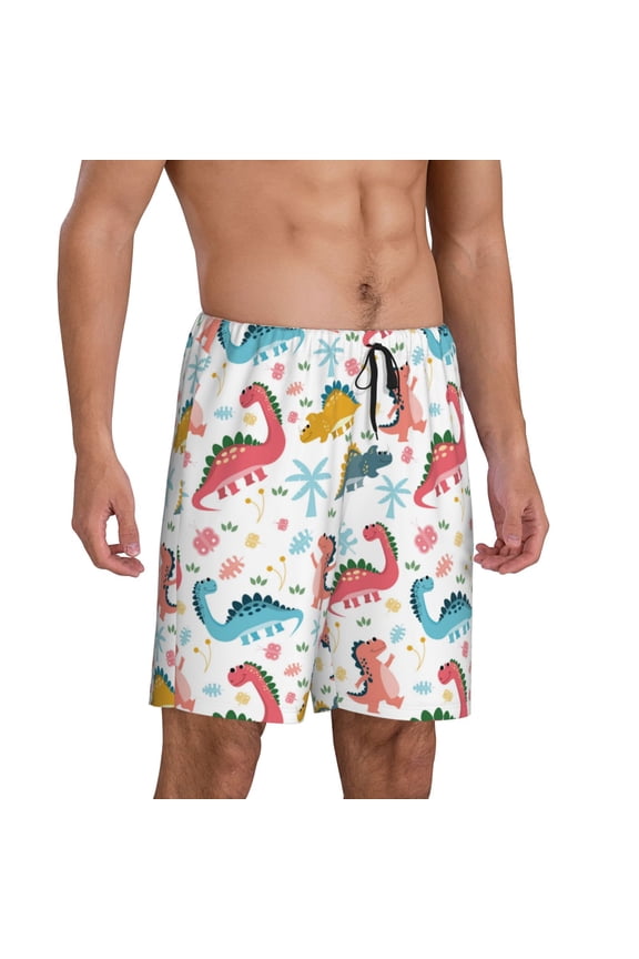 Mens Pajama Pants - Dinosaur Print K Sleep Shorts Mens Pajama Shorts, Comfy Pj Pants for Mens Lounge Shorts
