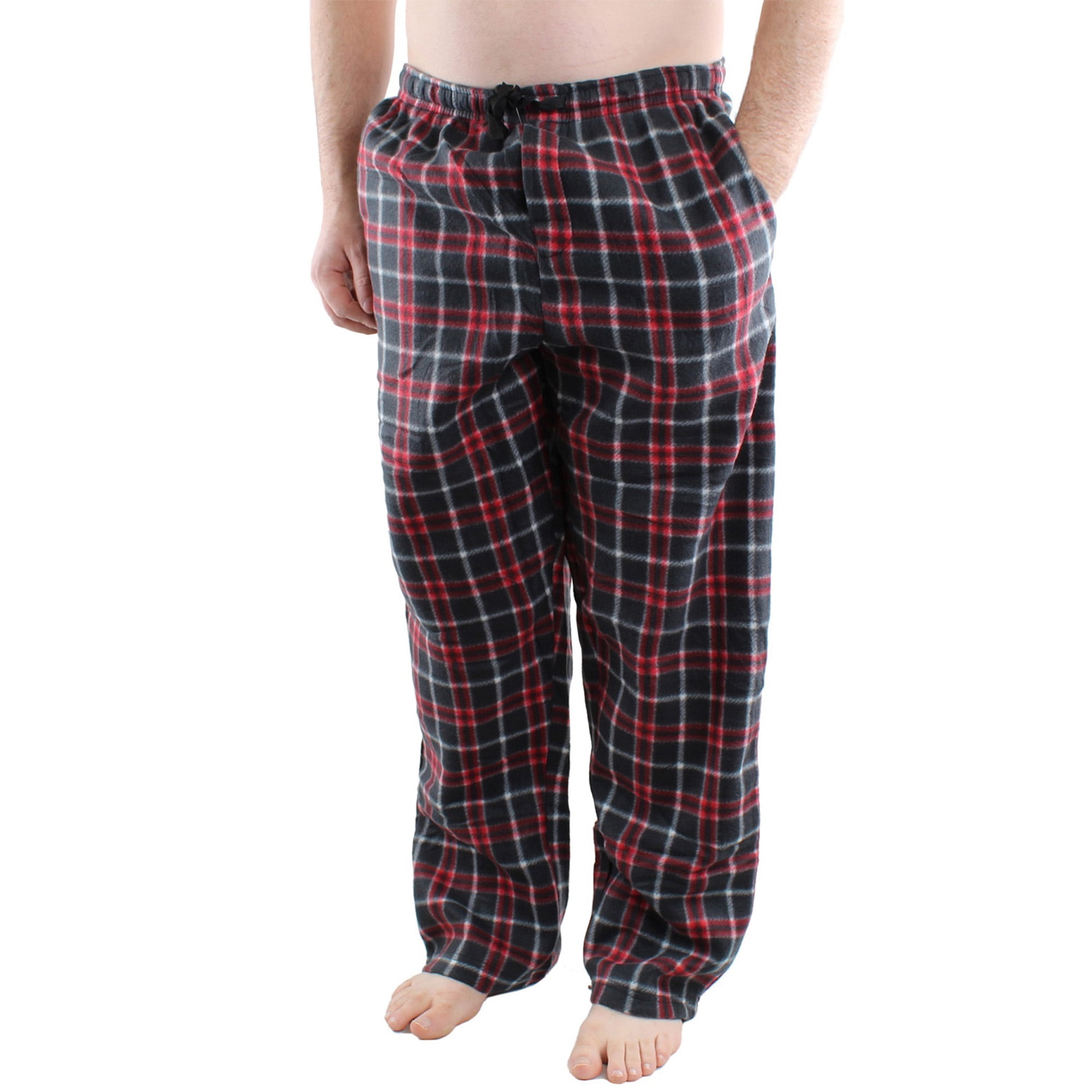 DG Hill Mens Sleep Pants, Fleece Pajama Bottoms with Pockets, 3 Pairs 