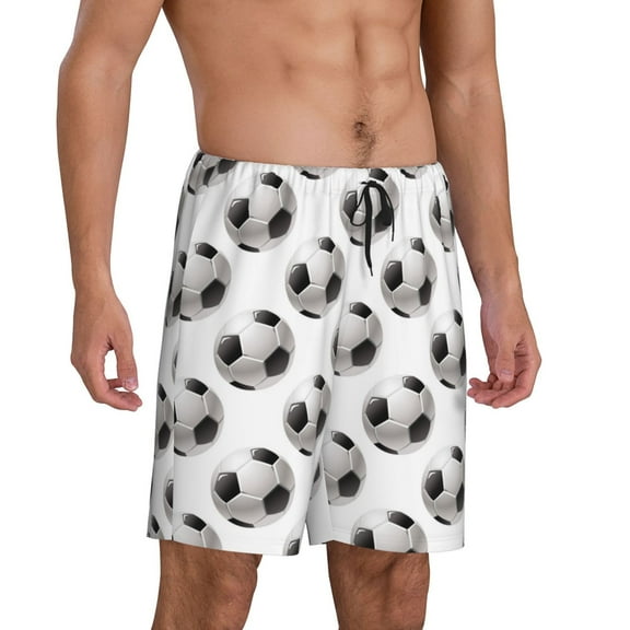 Mens Pajama Pants - Football Soccer Ball Cute Sleep Shorts Mens Pajama Shorts, Comfy Pj Pants for Mens Lounge Shorts
