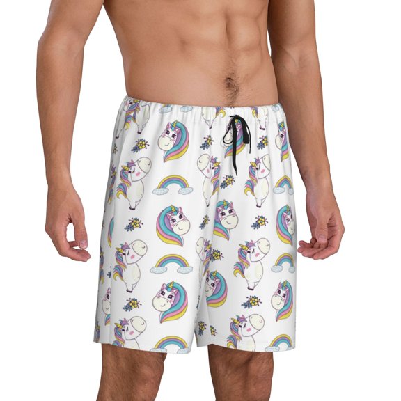 Mens Pajama Pants - Funny Kawaii Horse Dancing Sleep Shorts Mens Pajama Shorts, Comfy Pj Pants for Mens Lounge Shorts