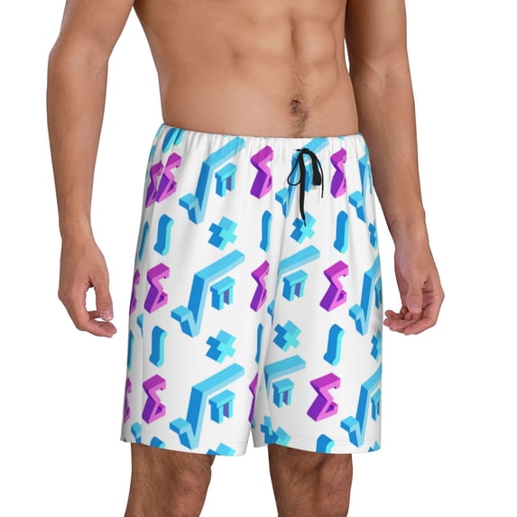 Mens Pajama Pants - Funny Math Symbol Print Sleep Shorts Mens Pajama Shorts, Comfy Pj Pants for Mens Lounge Shorts