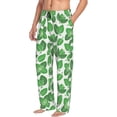 thumbnail image 1 of Mens Pajama Pants, Green Leaves Soft Sleep & Lounge Pants for Men, Cuteness Casual PJ Bottoms Pants with Pockets, 1 of 7