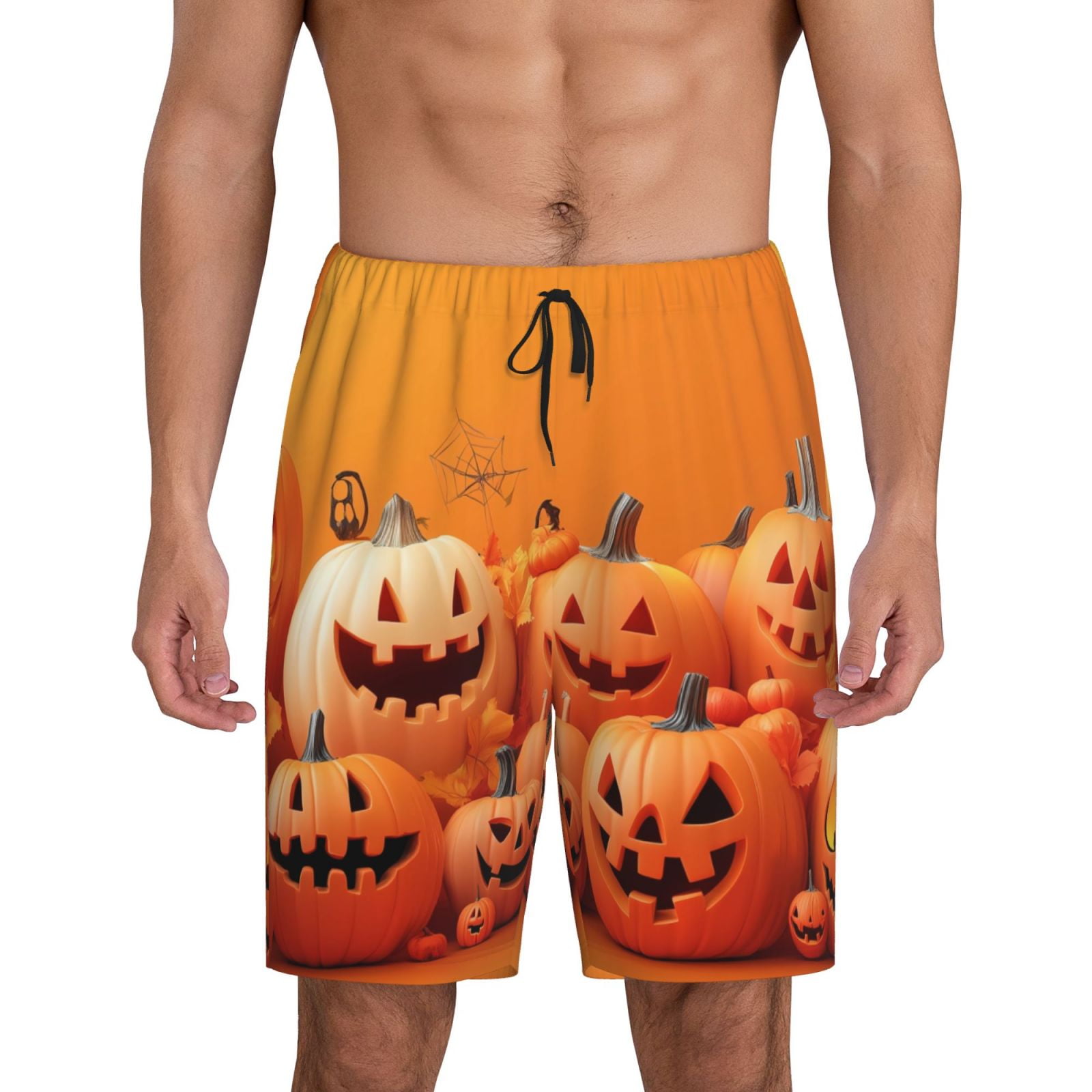 Mens Pajama Pants, Halloween Cute Pumpkin (3) Sleep Shorts Mens Pajama