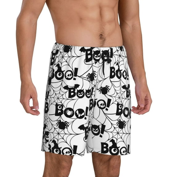Mens Pajama Pants - Halloween Spiders Web Sleep Shorts Mens Pajama Shorts, Comfy Pj Pants for Mens Lounge Shorts