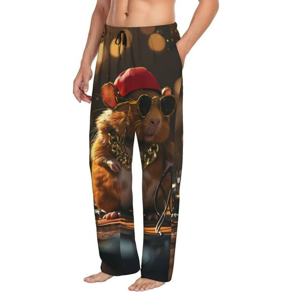 Mens Pajama Pants, Hip-Hop Guinea Pig. Soft Sleep & Lounge Pants for Men, Cuteness Casual PJ Bottoms Pants with Pockets