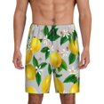 Mens Pajama Pants, Lemon Seamless Pattern Oil Painting Effect Stylish