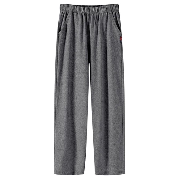 Mens Pajama Pants Lightweight Loose Fit Elastic Waist Solid Color Open Bottom Straight Leg Comfy Loungewear With Pockets Pj Bottoms
