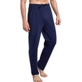 thumbnail image 1 of Mens Pajama Pants Lightweight Loose Fit Solid Color Elastic Waist Open Bottom Straight Leg Soft Loungewear With Drawstring Pockets Lounge Pants, 1 of 3