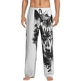 thumbnail image 1 of Mens Pajama Pants - Majestic Wolf Landscape Soft Sleep Lounge Pants for Men, Casual PJ Bottoms Pants with Pocket, 1 of 5