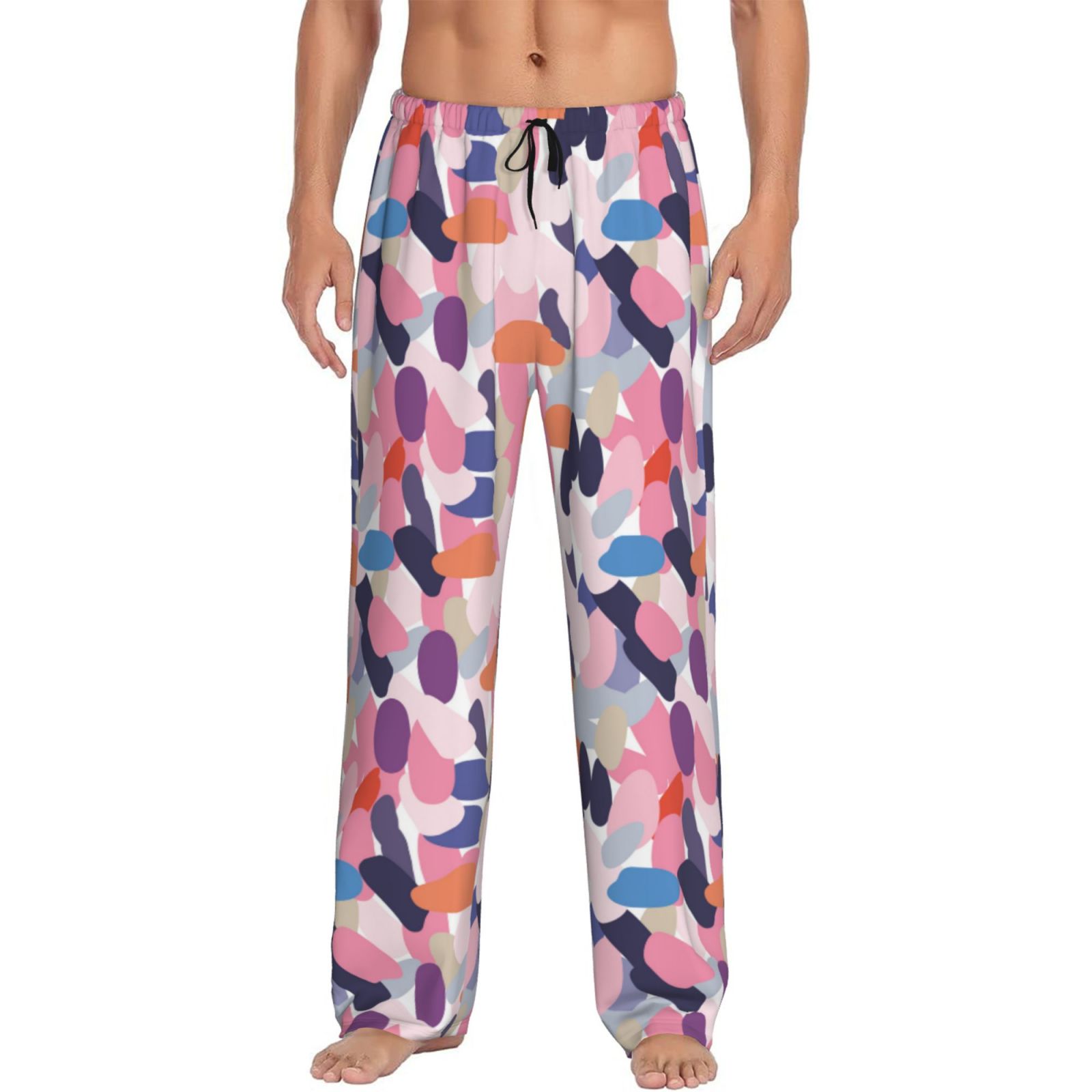 Mens Pajama Pants, Multicolored Paint Spots Pattern Lounge Pj Pants ...