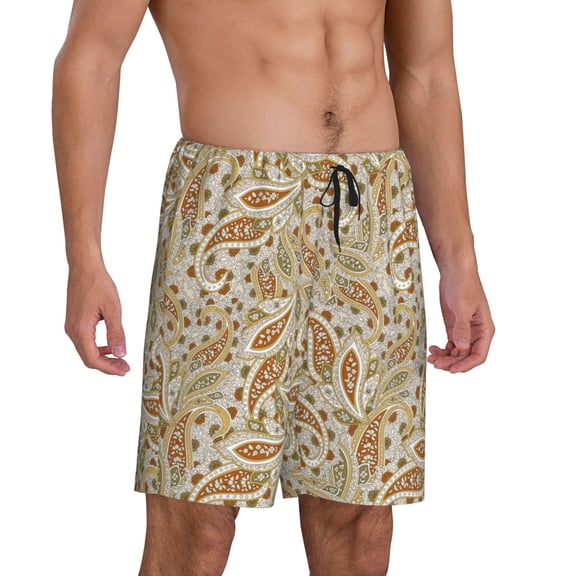 Mens Pajama Pants - Paisley Floral 1 Sleep Shorts Mens Pajama Shorts, Comfy Pj Pants for Mens Lounge Shorts